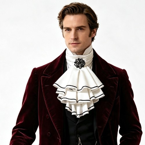 Victorian ruffled jabot collar - jabot,