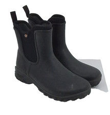 Bogs Women's Sauvie Wellie Boots Size 5 Black Waterproof Slip On Used F1