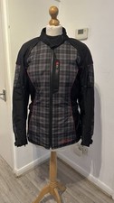 Buse Ladies Black/Grey Check Full Zipped Motorcycle Jacket Size Uk 12 40”