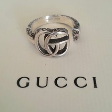 Authentic Gucci Interlocking G Open Ring. Size M. With Box & Pouch