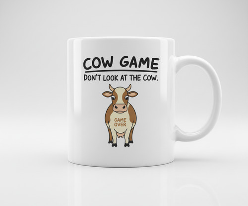Cow game mug don look - game, don't