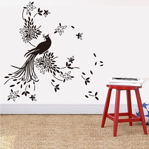 Black peacock bird wall - 3d,