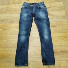 Nudie Jeans Grim Tim Jeans Mens W32 L32 Blue Skinny Fit Denim Stretch