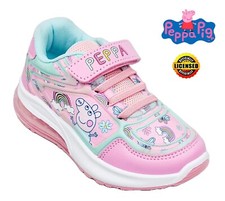 GIRLS PEPPA PIG LIGHT UP TRAINERS PINK EMBOSS SHOES KIDS SNEAKERS UK SIZE 5-10