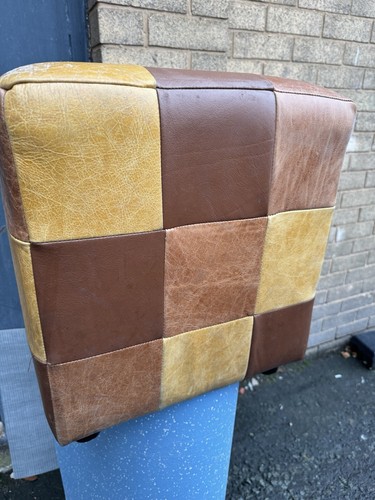 Leather patchwork puffets - leather,