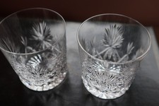 2 Stunning Edinburgh Crystal Whisky Glasses "Star of Edinburgh"  3" tall