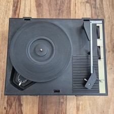 Vintage Fidelity HF42 Portable Vinyl Turntable Record Player faux teak 1970s 