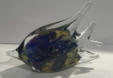 Vintage Art Glass Blue Yellow