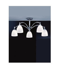 Light Polished Chrome Semi-Flush Chandelier with Satin Opal Glass