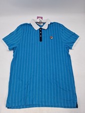Fila Men's BB1 Classic Vintage Striped Polo Shirt Blue UK Size M