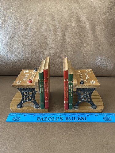 1970s school desk bookends - desk,