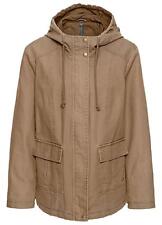 Sand Heavy Cotton Canvas Drill Hip Length Hooded Utility Style Jacket Size 6 