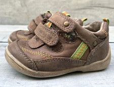 Boys Clarks Start-Rite Super Soft Leo Brown Leather Rip Tape Casual Shoes Size 4