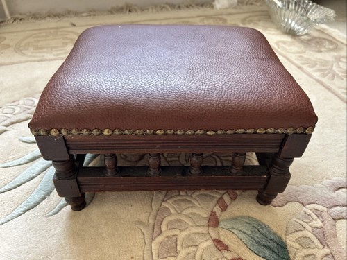 Antique footstool wood and - antique,