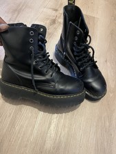 Doc Martens Platform Boots Size 7 EU 41 Black Leather Pre-owned