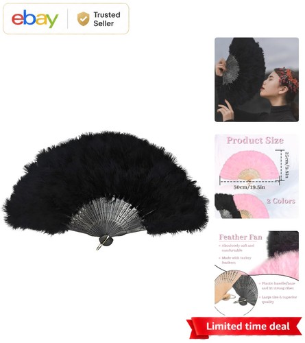Black feather folding - hand, fan
