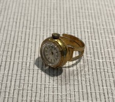 Buler 17 Jewel Golden Ladies Ring Watch  Hand Wind. Adjustable Size.