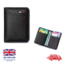 Mens Leather RFID Blocking Wallet Slim Credit Card Holder Black Minimalist