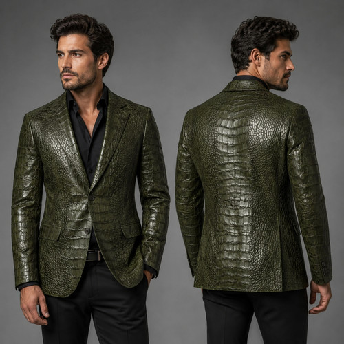 Men olive green crocodile - men's,