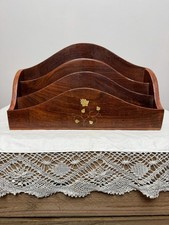 Vintage wooden letter rack | Mid-century style desk organiser | Hallway storage