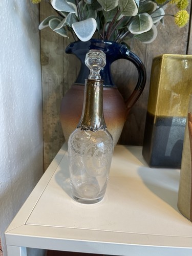 Antique clear glass decanter - glass,