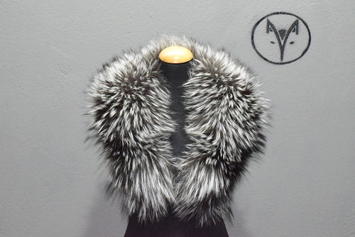 Genuine fur fox collar silver - fox,
