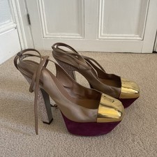 Ysl obsession ankle strap high heel in Champagne Satin Berry suede Size 41