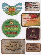 Coates Cider, Nailsea, Somerset - 7 x old bottle labels - see scan