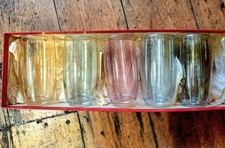 Set Of 5 mid-century coloured drinking Glasses Vintage