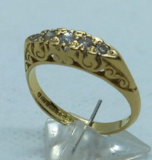 Year 2000 millennium 18ct yellow gold Gypsy Ring 5 Diamonds size L 3.6 grams