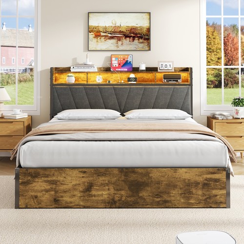 Rustic wooden ottoman - wooden, bed