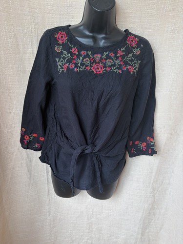 Black red embroidered flower - embroidered,