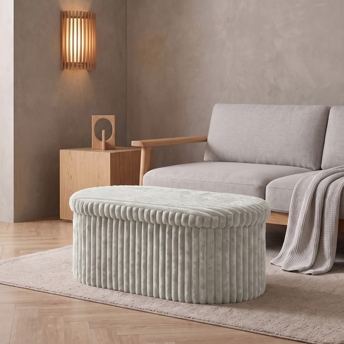 Ribbed ottoman storage - ribbed, box