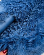 Blue Curly Sheepskin Double