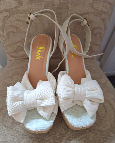 White wedge espadrille sandals - wedge,