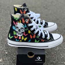 Skull with butterflies on Converse Chuck Taylor Custom Sneaker