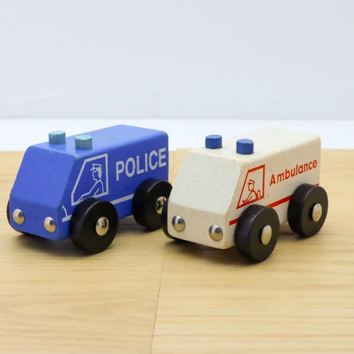 Wooden train track police van - train,
