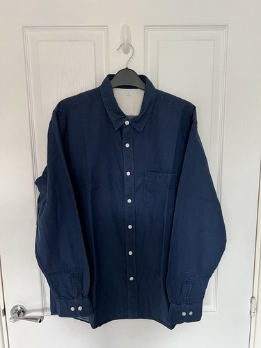Muji blue button longsleeve - blue,