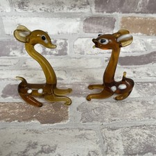 Two Stunning Vintage Mid Century Murano Glass Bambi Deer - VGC