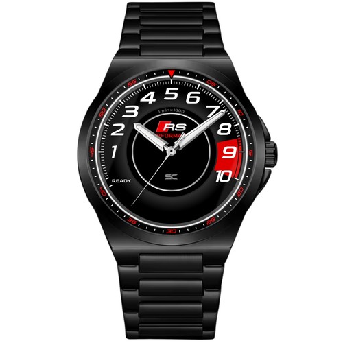 Black steel wrist watch with - steel,
