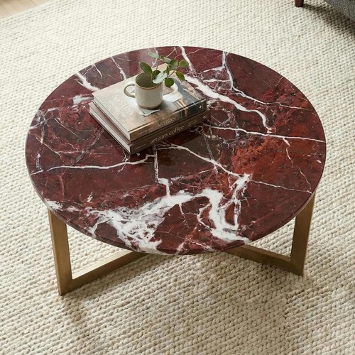 Rosso levanto marble table - rosso, top