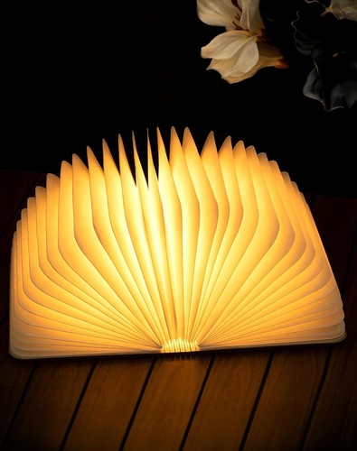 Led book light wooden folding - book,
