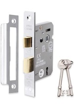 Infinity Decor Fire Rated Polished Nickel 3 Lever Mortice Sash Lock 65mm