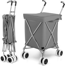 90L 8-Wheel Folding Shopping Trolley Extra Large Lightweight Shopping Cart