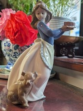 Vintage NAO/Lladro Puppy's Birthday Hand Made Porcelain Figurine (Girl with Dog)