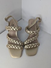 Marks & Spencer Strappy Gold Block Heel Sandals, Size 7 Never Worn