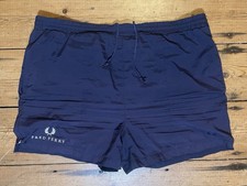 Fred Perry Vintage Drawstring Shorts In Navy Blue With Lining - Size L