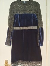 Topshop Navy Blue Velvet &