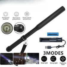 Most Powerful Long Flashlight Rechargeable Light Police Security Torch LED Lamp