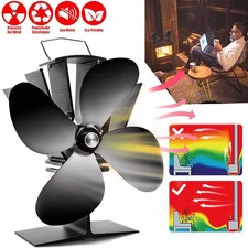 4 Blade Self-Powered Wood Stove Fan Fireplace Top Burner Ecofan Heater Silent